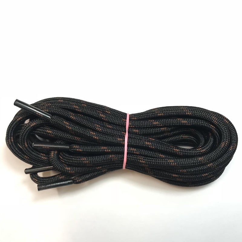 bq B&Q 3 pairs Heavy duty round boot laces shoelaces for hiking walking construction safety work boots shoes (63"(160cm), Black/Red Spot) - Image 3